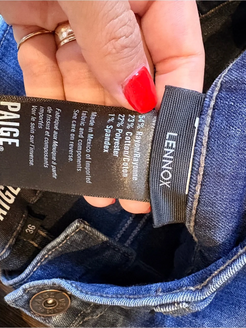 Men’s PAIGE “Lennox” size 36 jeans - color “Russ”